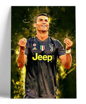 Cuadro de Ronaldo Mirada al cielo Juventus Amarillo