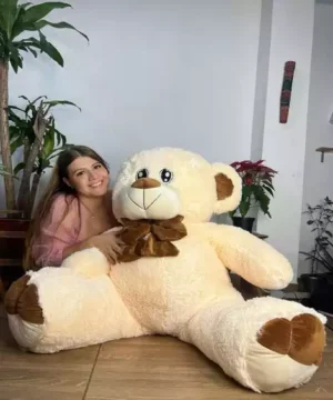 Oso Grande Claro Con Moño Cafe cariñoso