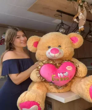 Oso Miel Corazon Fucsia Brillo Miel