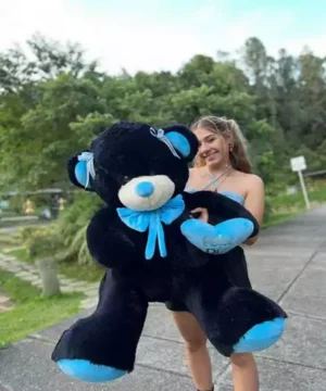 Oso Negro Grande Color Azul papitas con Corbatin