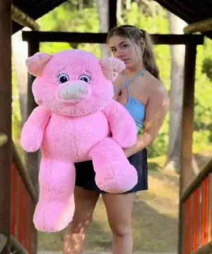 Peluche de Cerdito Color Rosado Peludito Tamaño Grande Y tierno