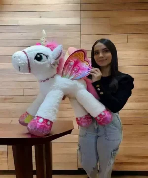 Peluche de Unicornio con Alas Rosadas tamaño Mediano