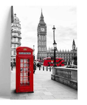 Cuadro de Inglaterra Reloj Big Ben Blanco Negro