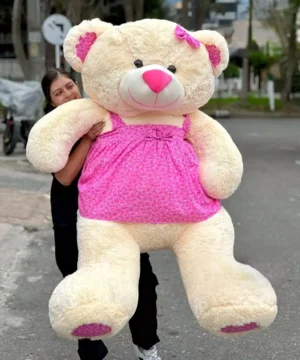 Osita Tierna Peluche Claro Vestido Lila Gigante