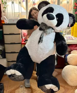 Panda Blanco Y Negro Con Corbatin Gris Tamaño Gigante