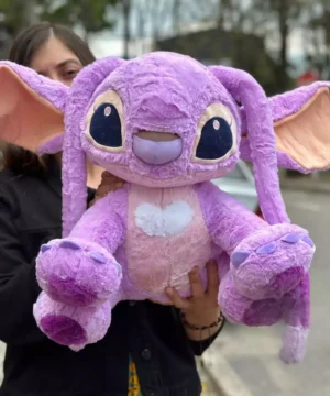 Peluche Angel Stich Cabezon Color Lila Mediano
