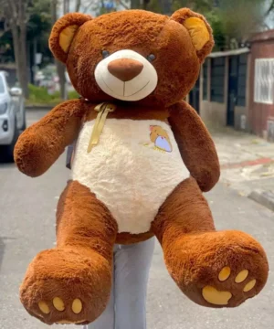 Peluche Oso Café Moño Dorado Tierno Gigante