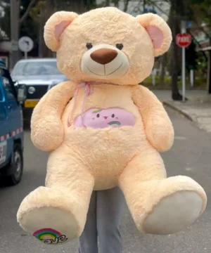 Peluche Oso Claro Cariñoso Lindo Con Arco Iris Gigante