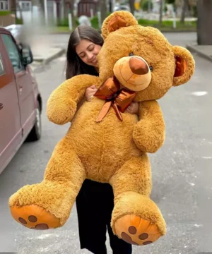 Peluche Oso Color Café Corbatín Brillante Grande