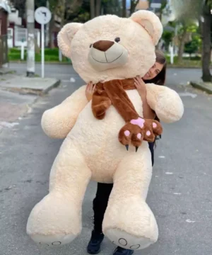 Peluche Oso Lindo Beige Bufanda Café Gigante