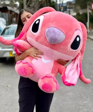 Stich De Angel Peluche Rosado Cabezon Suave Grande
